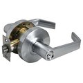 Tell Grade 2 Cylindrical Lock, Entry, Lever, Satin Chrome, 2-3/8 Inch Backset, Conventional Cylinder L2053-8-26D